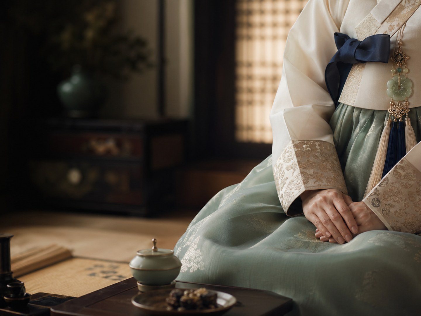 한복, tea, and etiquette cultural education atmosphere