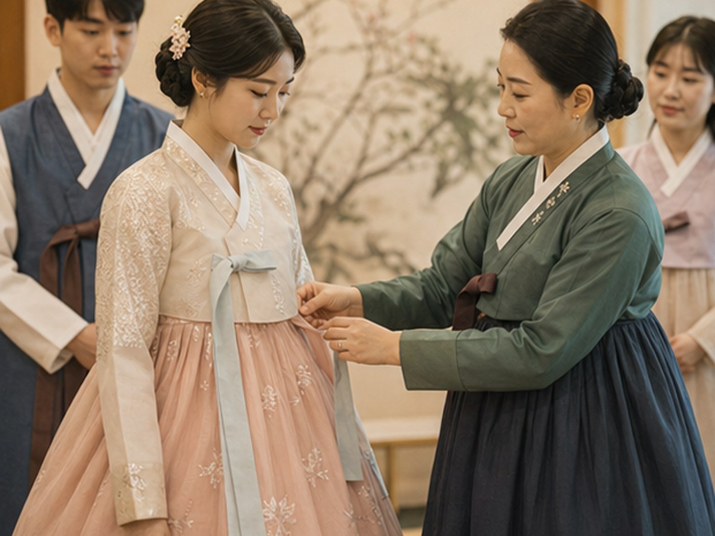 Korean traditional tea ceremony with hanbok